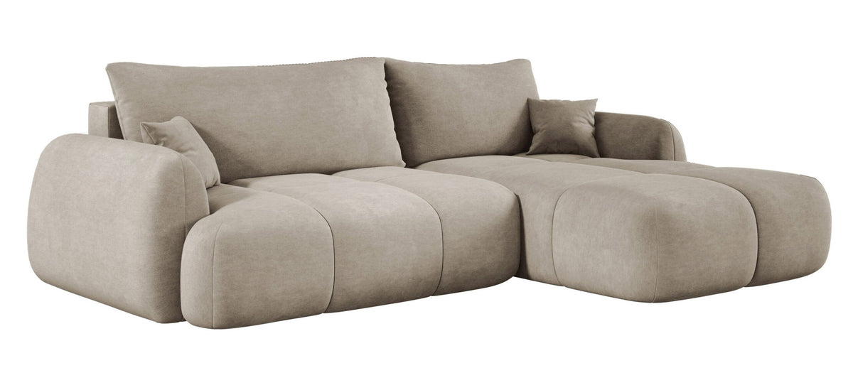 COCO Right-hand corner sofa bed with storage and cushions – Cloud 03 Beige – image 1