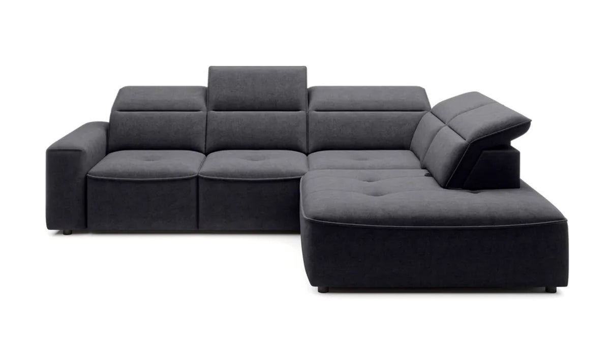 COLOMBO L Right-hand electric corner sofa bed with storage – Element 01 Graphite – image 1