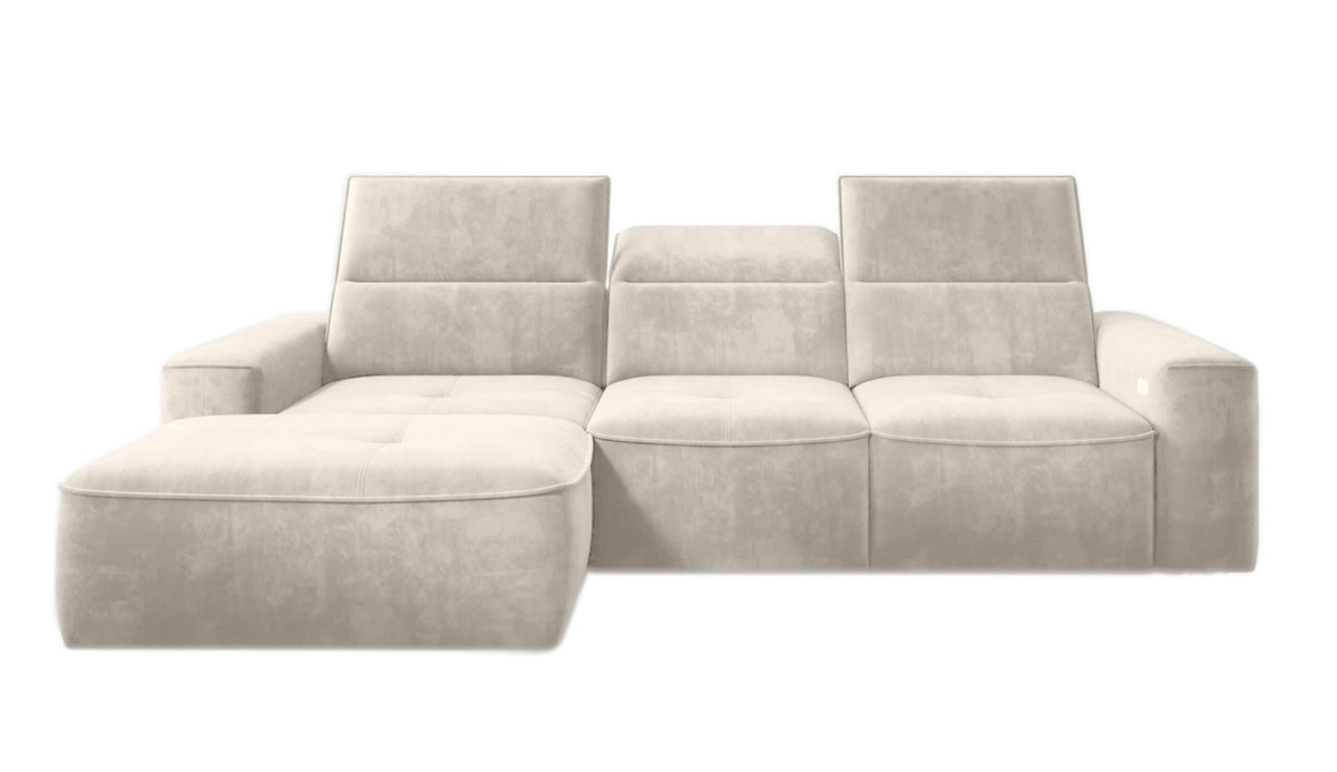 COLOMBO Mini Left-hand electric corner sofa bed with storage – Palladium 02 Beige – image 1