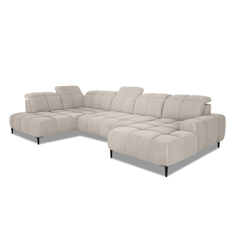 GIOVANNI XL left-hand corner sofa with electrically extendable seat – Austiin 02 – front view – image 1