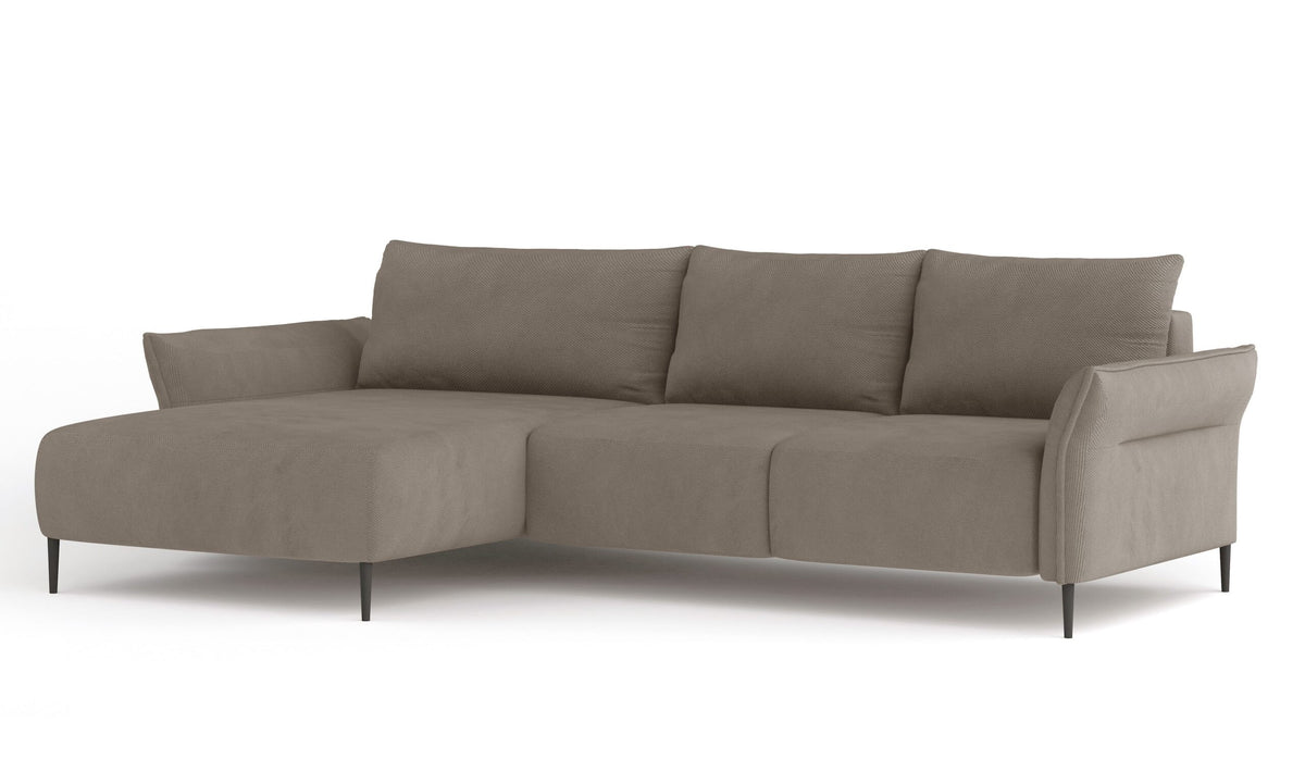 LUIS Left-hand corner sofa bed with storage and cushions – Curio 11 Cappuccino – image 1