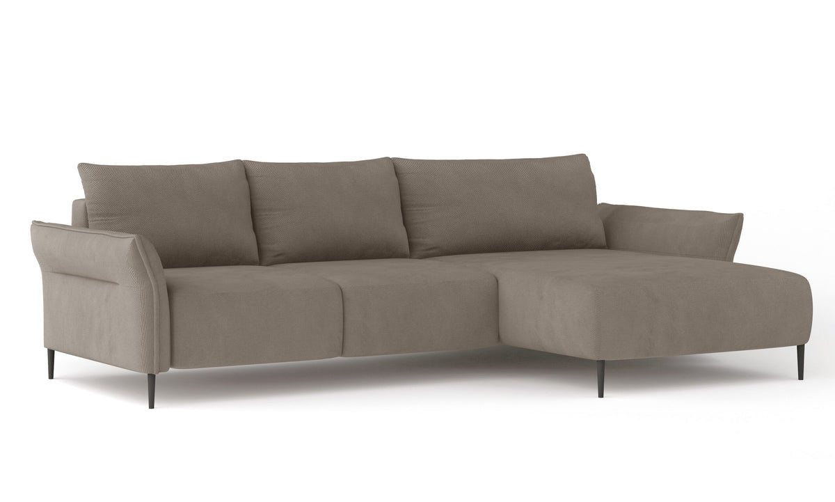 LUIS Right-hand corner sofa bed with storage and cushions – Curio 11 Cappuccino – image 1