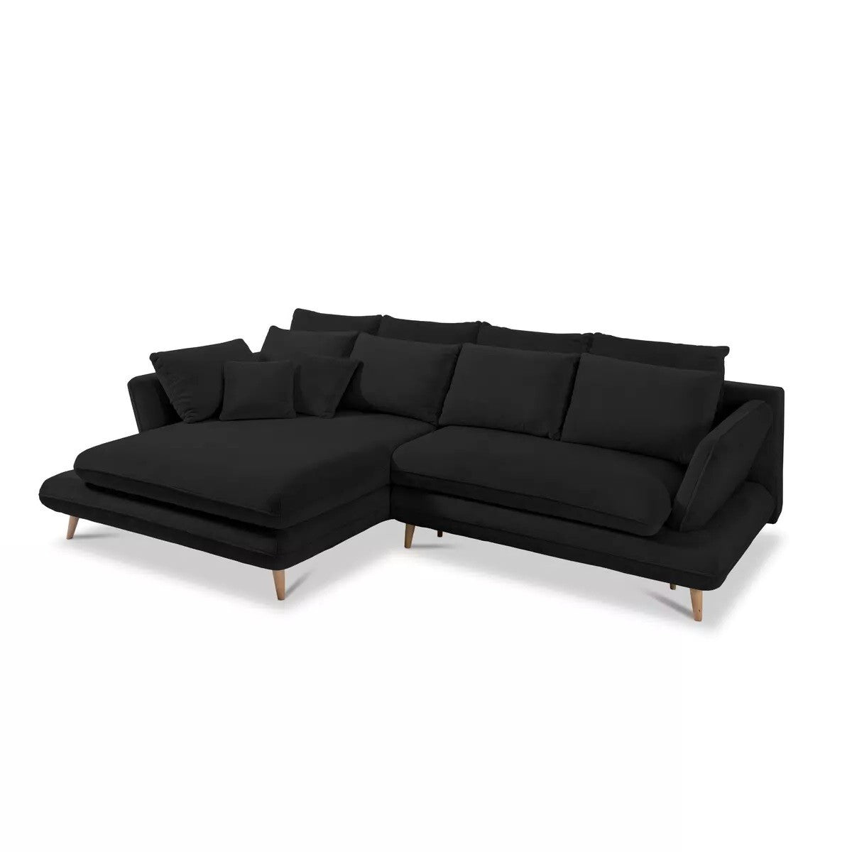 MONTE Left-hand corner sofa bed with storage and cushions – Sorriso 01 Anthracite – image 1