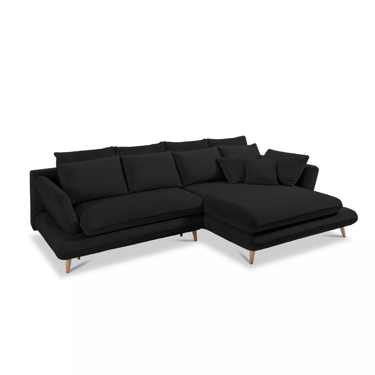 MONTE Right-hand corner sofa bed with storage and cushions – Sorriso 01 Anthracite – image 1