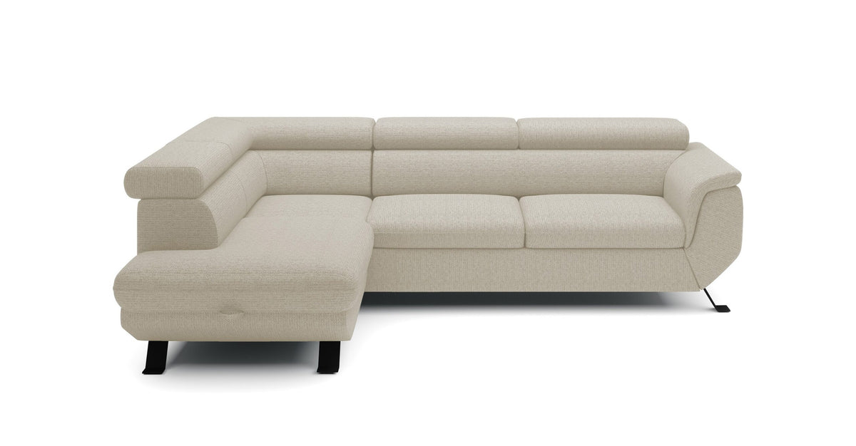 RAVEN L Left-hand corner sofa bed – ARAGON 03 Beige – front view