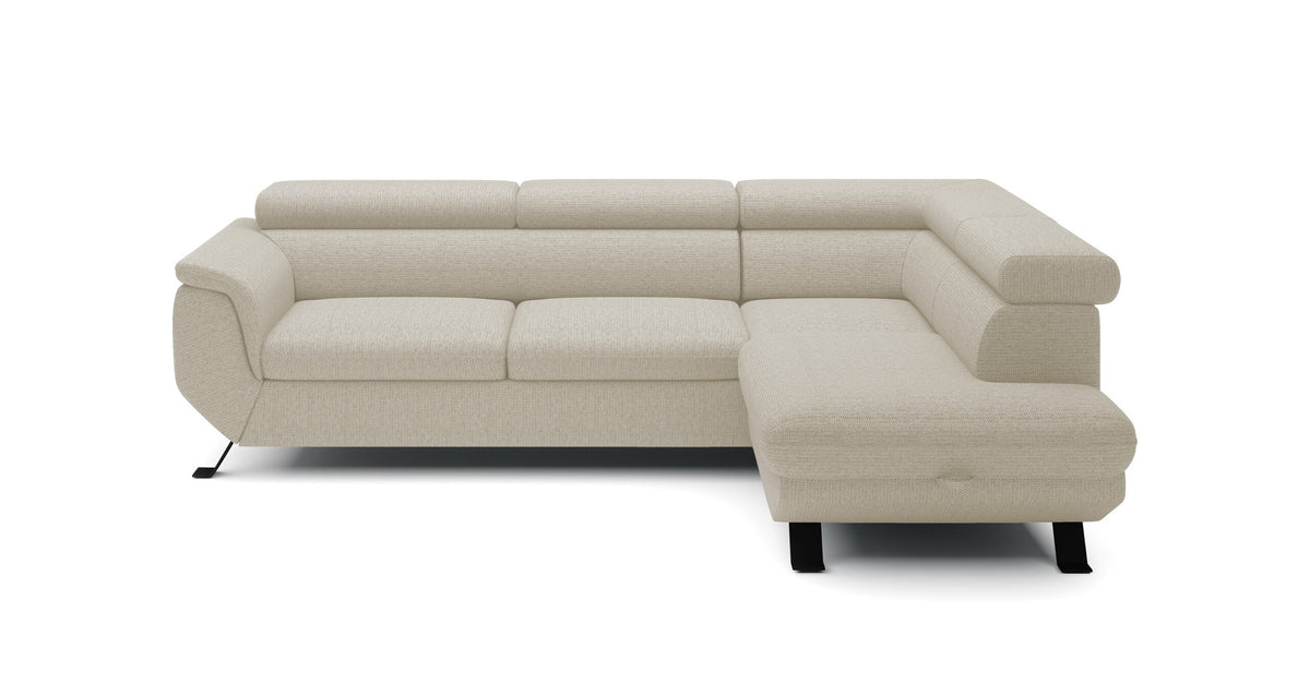 RAVEN L Right-hand corner sofa bed – ARAGON 03 Beige – front view