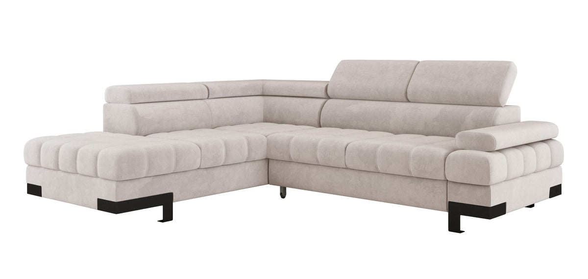 SELVA L Left-hand corner sofa bed with storage – Salvador 01 Beige – image 1
