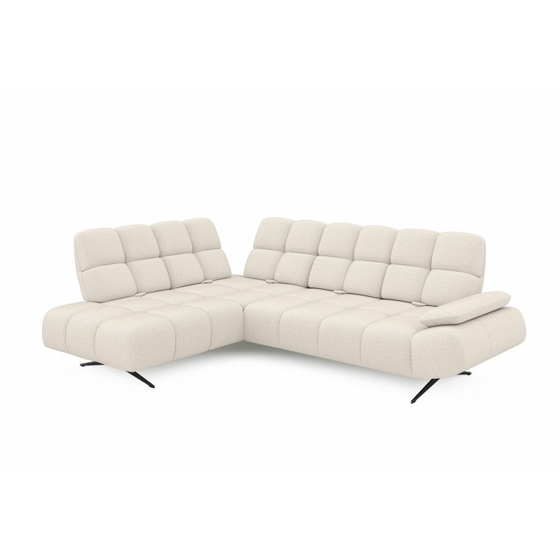 Modern PRADO L left-hand corner sofa, adjustable seat and armrest – Curio 02 – front view – image 1