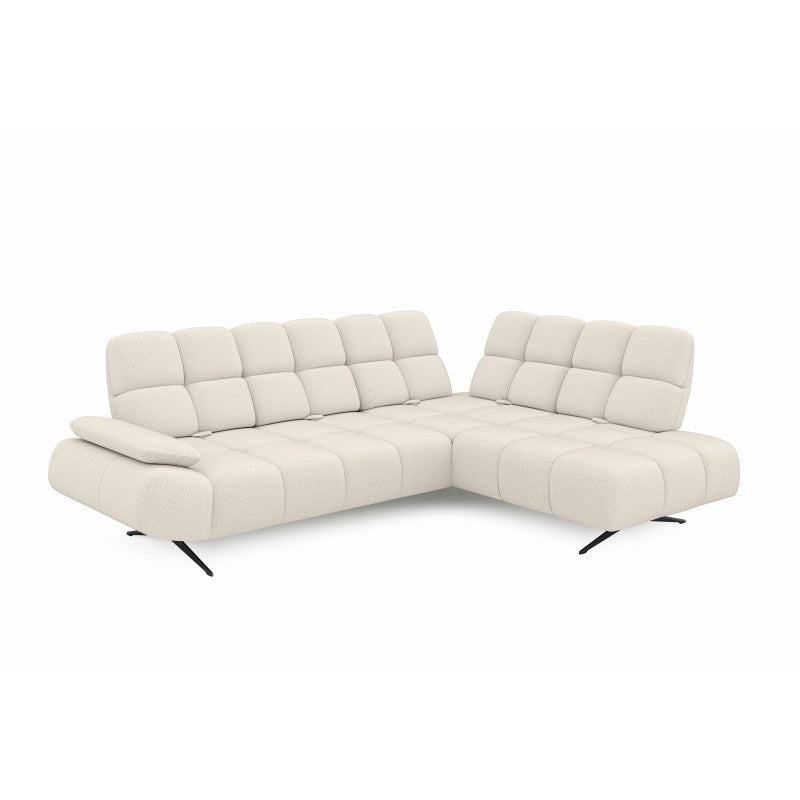 Modern PRADO L right-hand corner sofa, adjustable seat and armrest – Curio 02 – front view – image 1