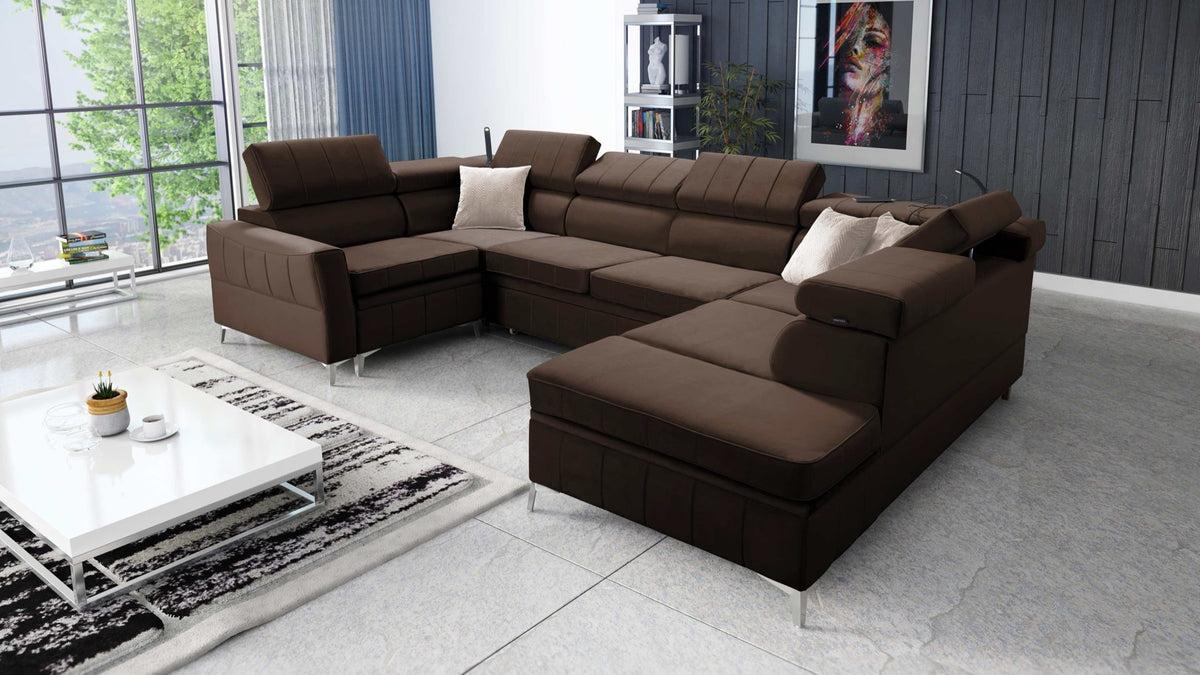 Modena V corner sofa bed with storage – right-hand