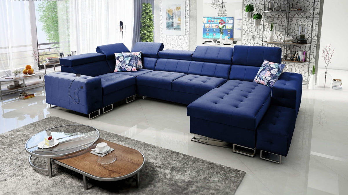 Fusion IV quilted corner sofa bed – right-hand