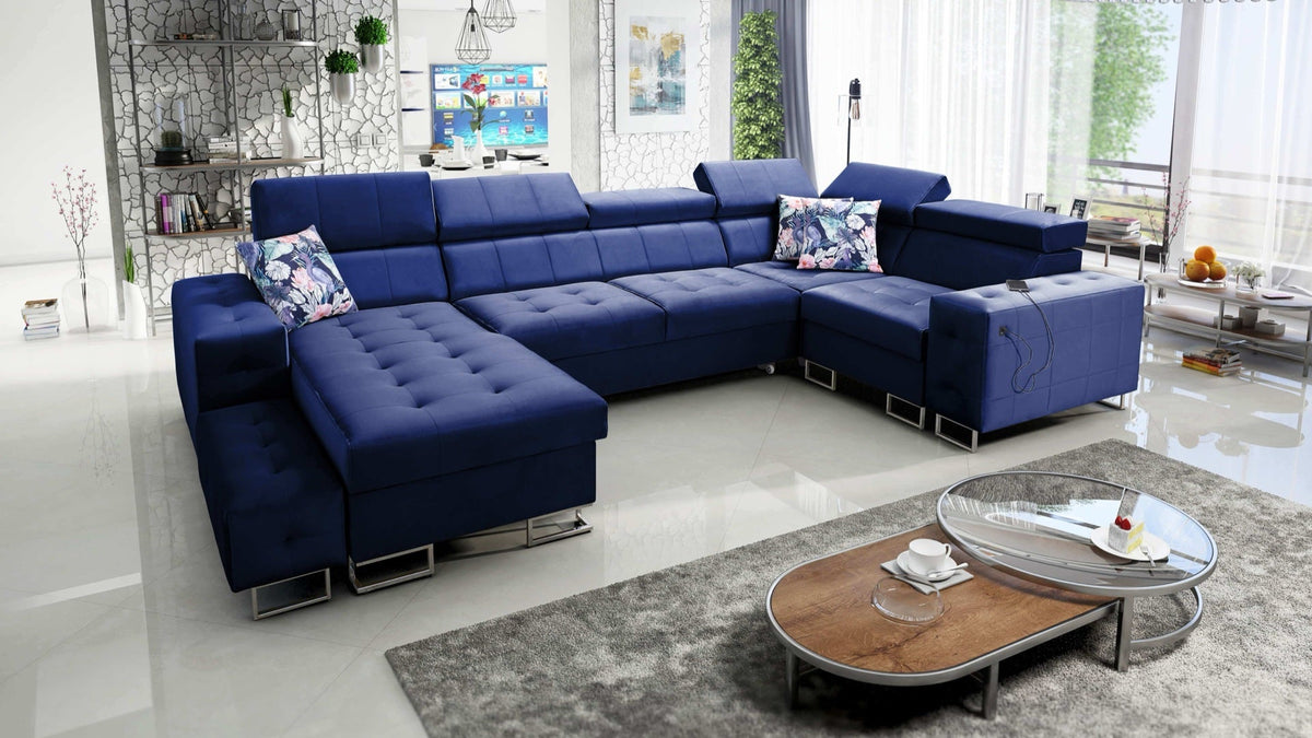 Fusion IV quilted corner sofa bed – left-hand