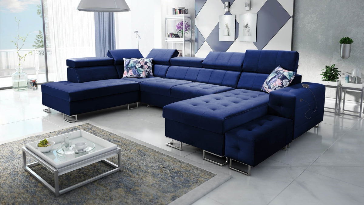 Fusion VI quilted corner sofa bed – right-hand