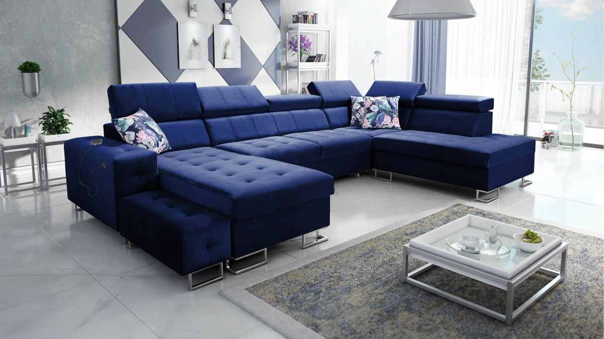Fusion VI quilted corner sofa bed – left-hand