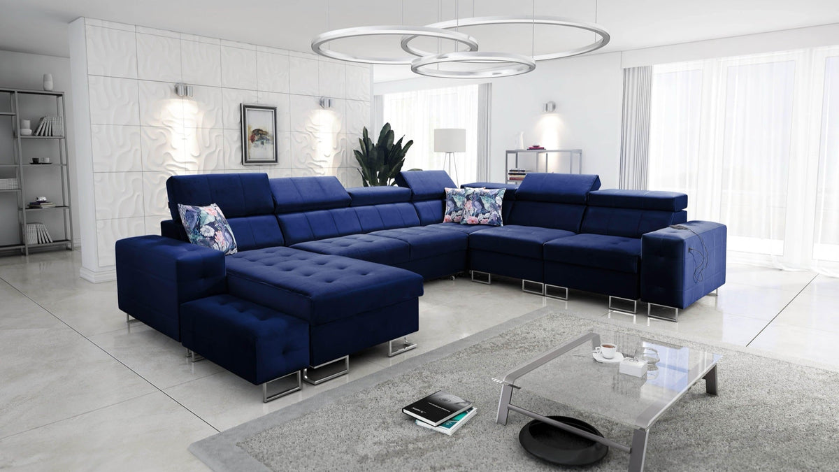 Fusion VIII quilted corner sofa bed – left-hand