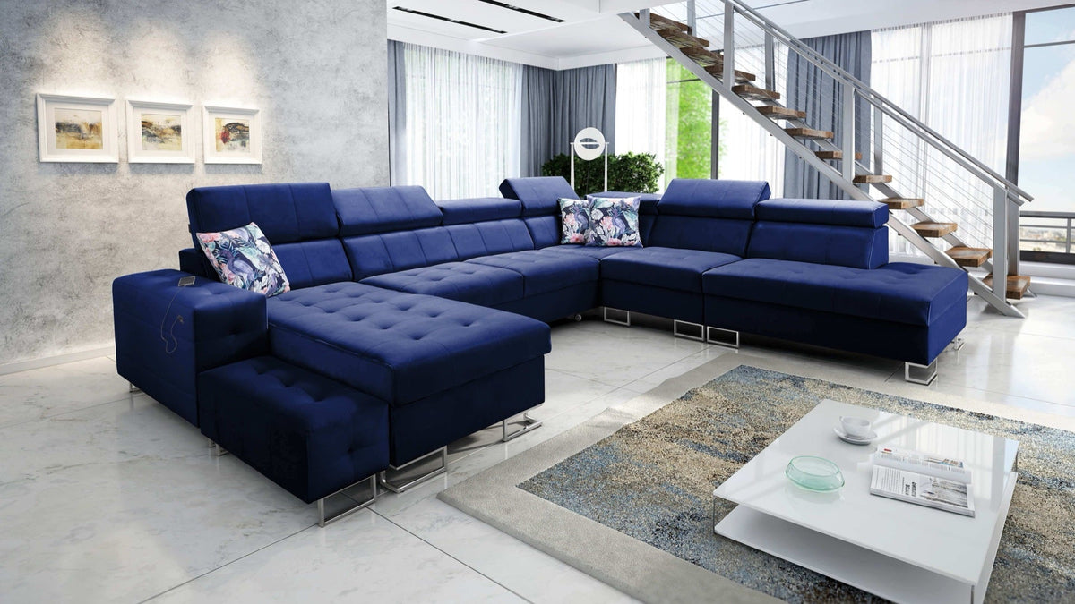 Fusion X quilted corner sofa bed – left-hand