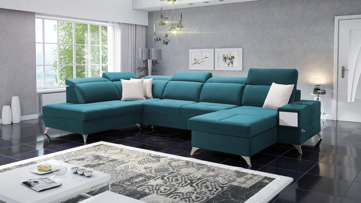 U-shaped Porto VI corner sofa bed, pull-out – right-hand