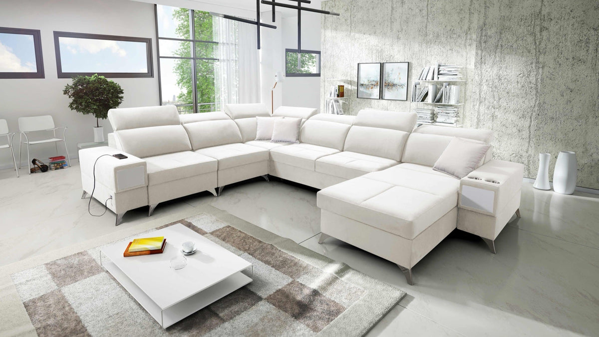 U-shaped Porto VIII corner sofa bed, pull-out – right-hand