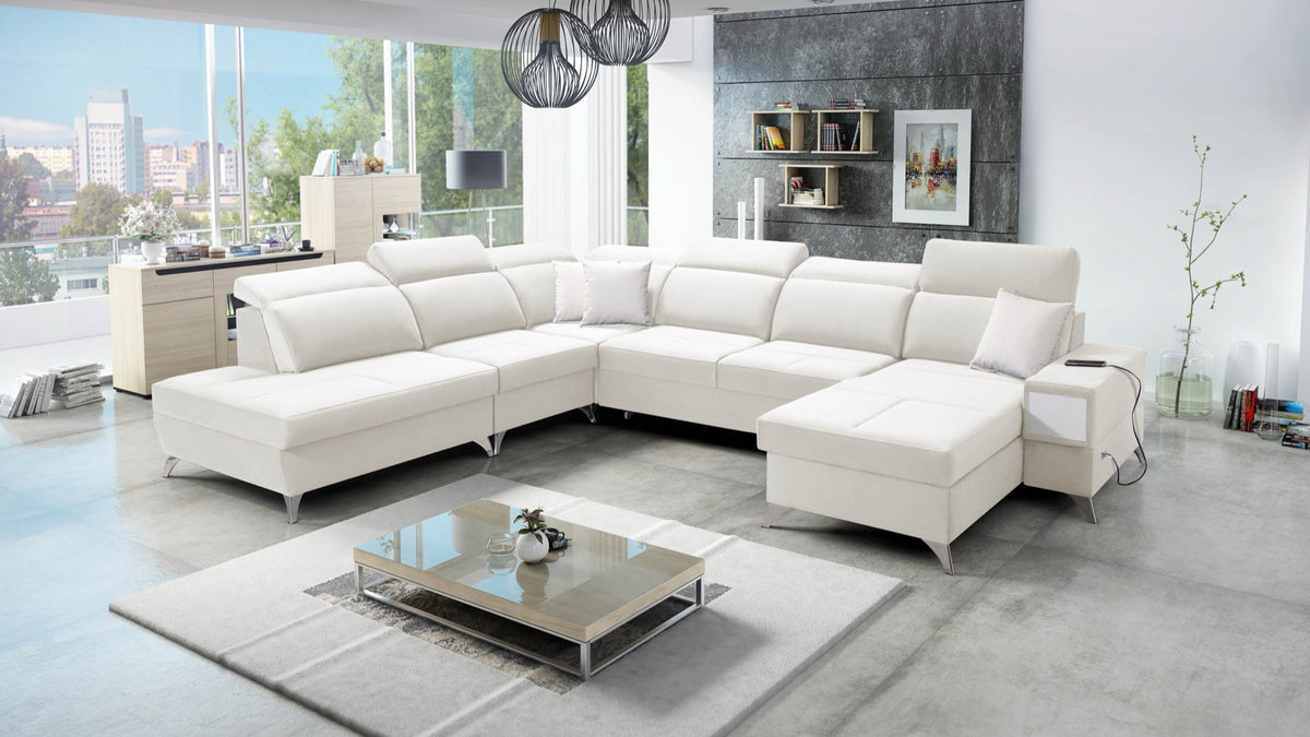U-shaped Porto X corner sofa bed, pull-out – right-hand