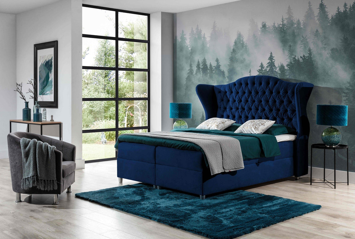 Vita continental bed, decorative quilting, headboard with buttons – Riviera 81 – front view – image 1
