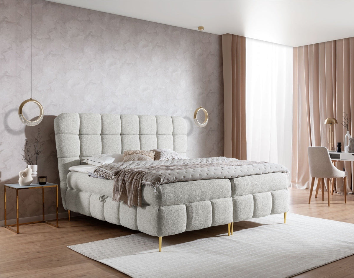 Prismo continental bed with decorative quilting – Corbet 08 – front view – image 1