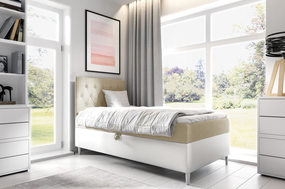 Modena I bed with decorative quilting of the headboard with buttons in the + Soft 17 – Fresh 1 – front view – image 1