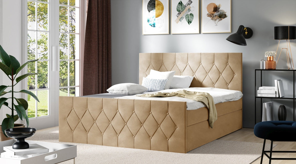 Zoren Lux continental bed with a bedding storage compartment – Alove 05 – front view – image 1