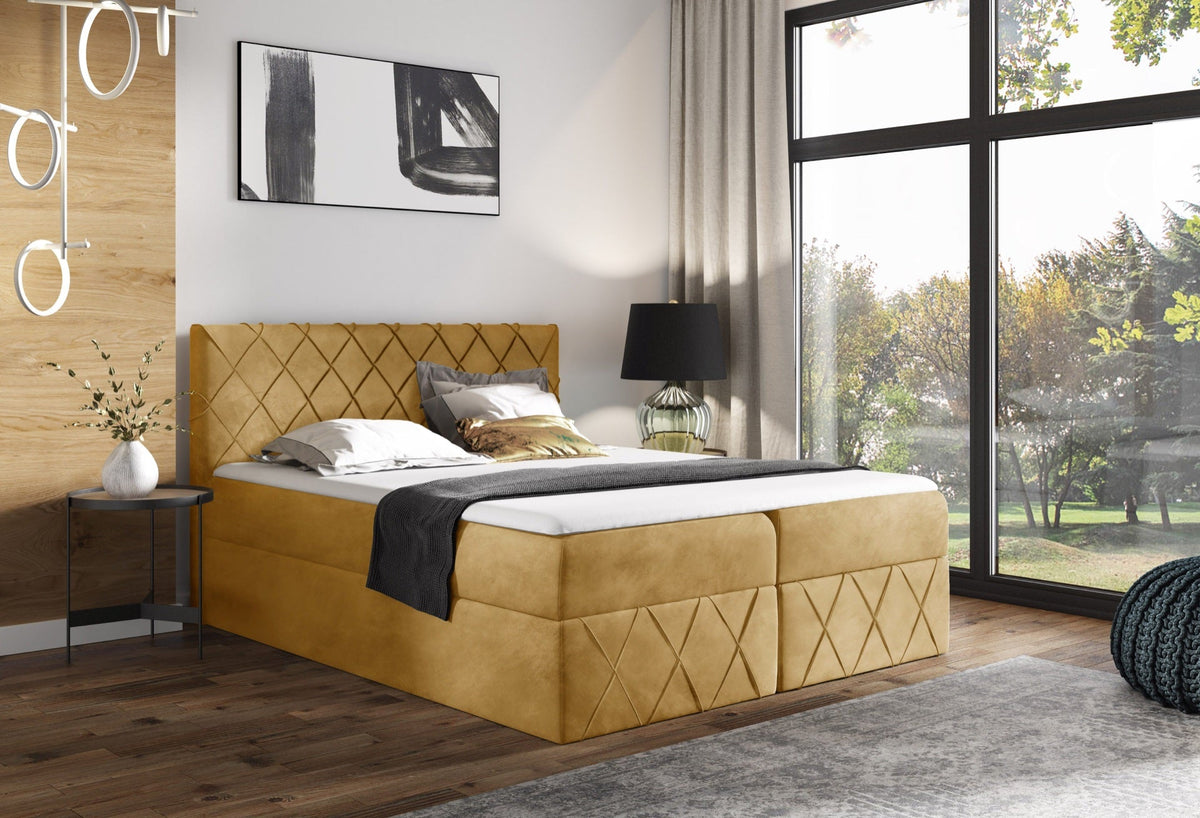 Rinovo Lux continental bed with a bedding storage compartment – Kronos 01 – front view – image 1