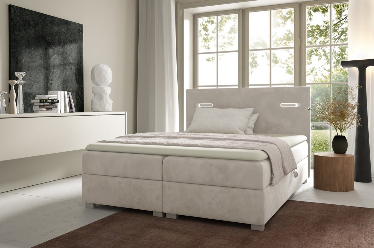 Cavon continental bed with sensory lighting and bedding storage compartment – Fresh 01 – front view – image 1