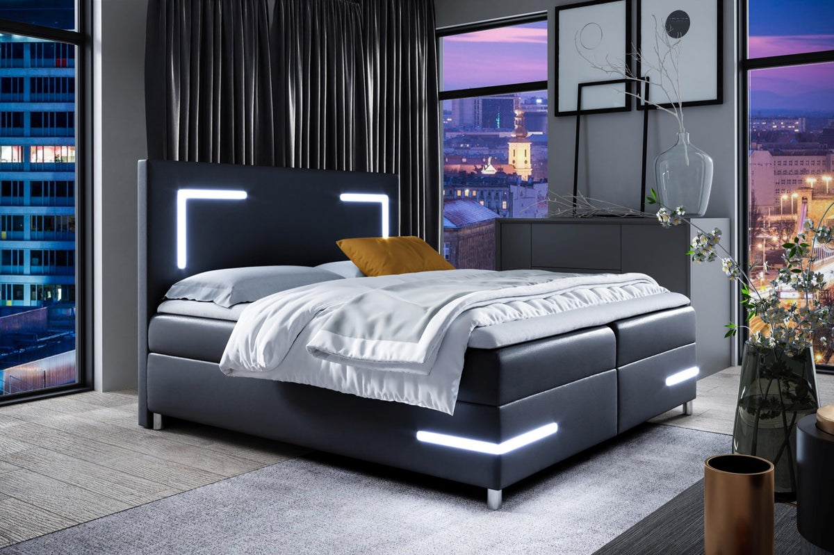 Axero continental bed with LED lighting – Soft 11 – front view – image 1