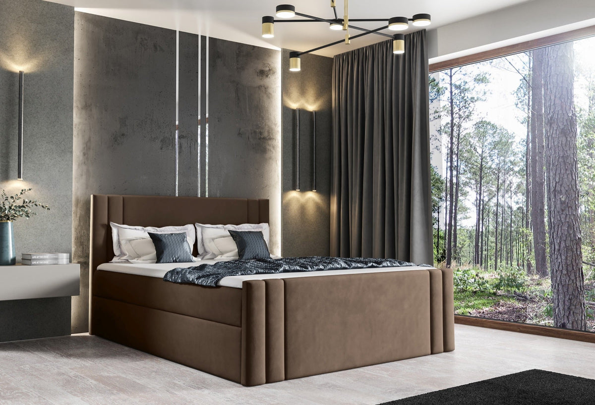 Sovo continental bed with a bedding storage compartment, Amor velvet 4301 – Amor Velvet 4301 – front view – image 1