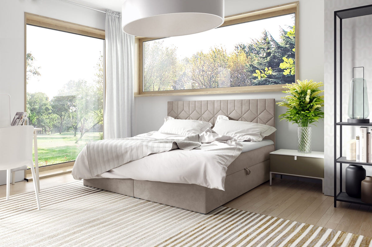 Zendo V continental bed with a bedding storage compartment – Fresh 2 – front view – image 1