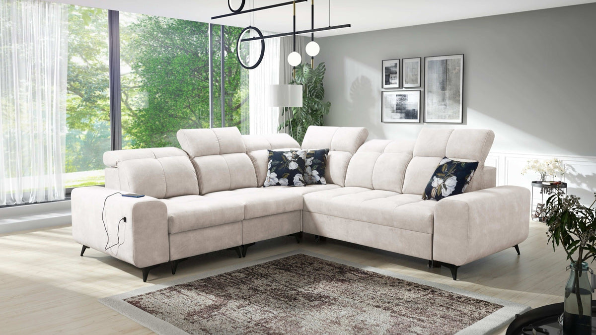Ascot III corner sofa bed, USB port – left-hand