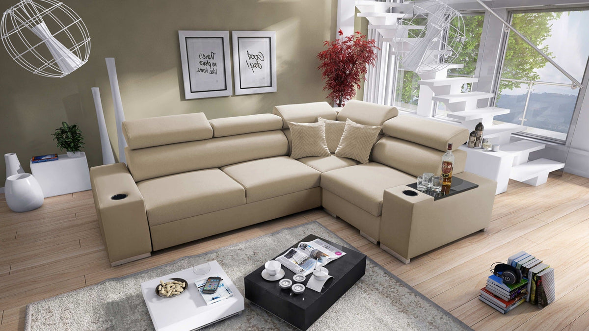 Napoli II corner sofa bed, opening bar – right-hand