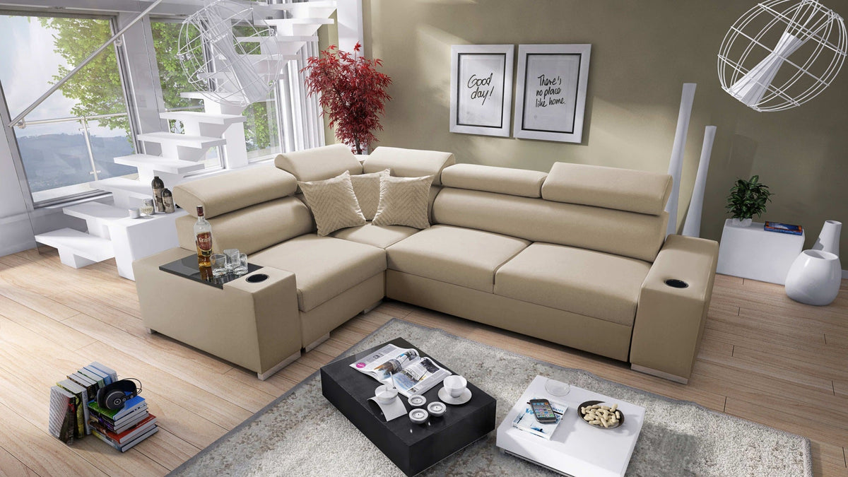 Napoli II corner sofa bed, opening bar – left-hand