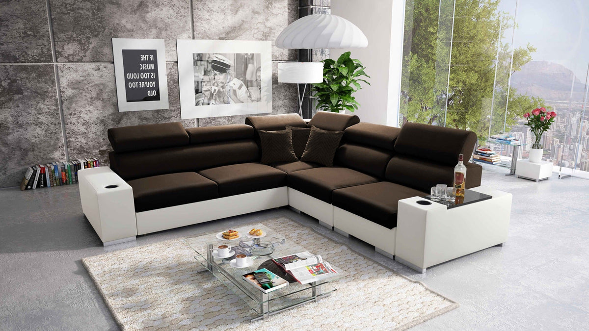 Napoli III corner sofa bed – eco-leather, right-hand