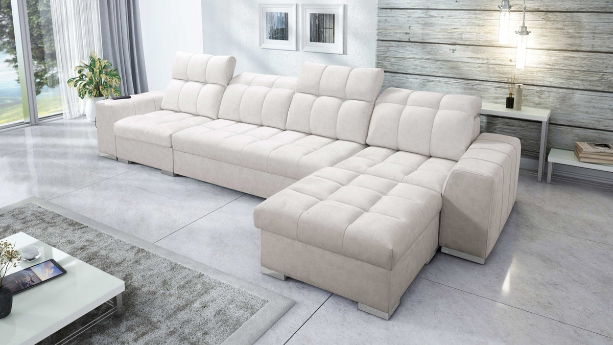 Prisma XII corner sofa bed, USB port – right-hand