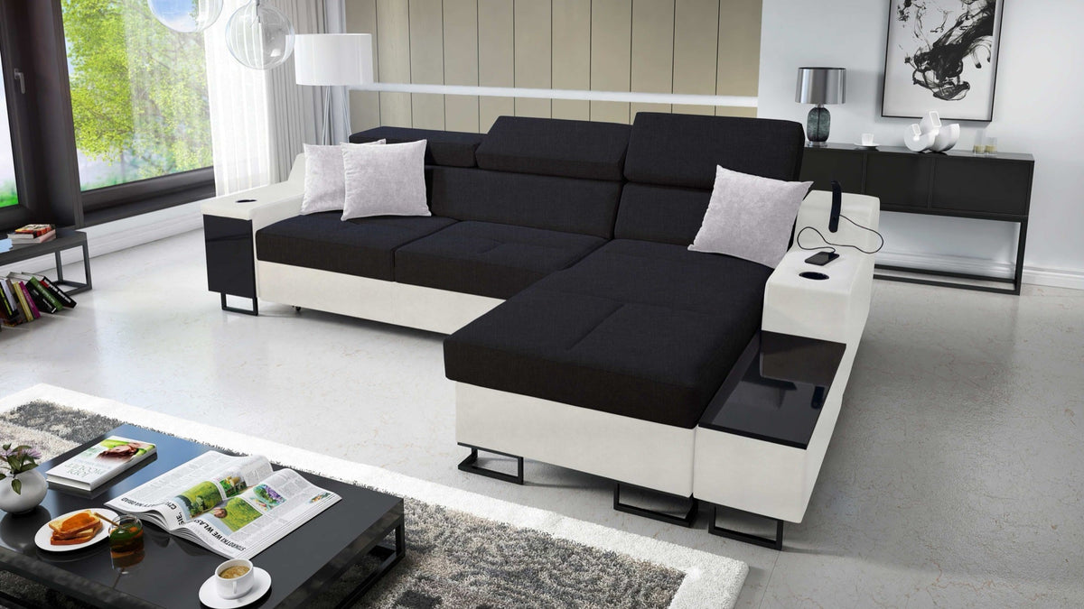 Avanti I Mini corner sofa bed – eco-leather, right-hand