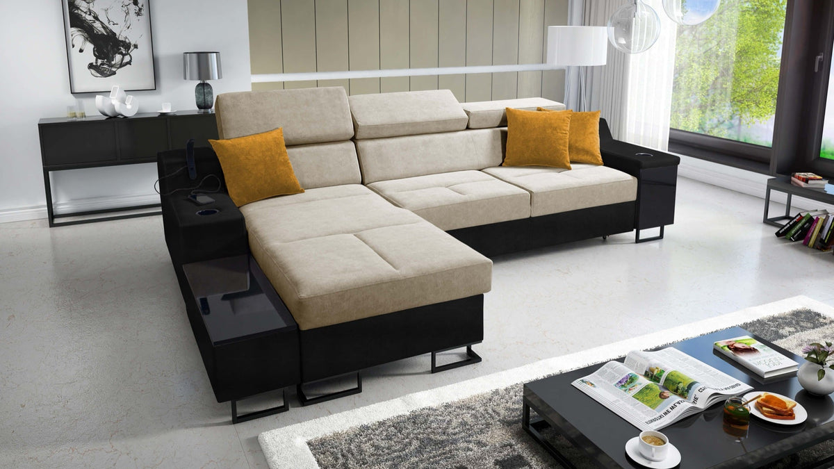 Avanti I Mini corner sofa bed – eco-leather, left-hand