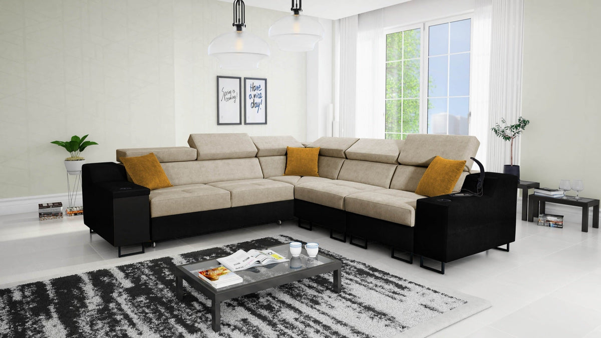 Avanti III corner sofa bed – eco-leather, right-hand