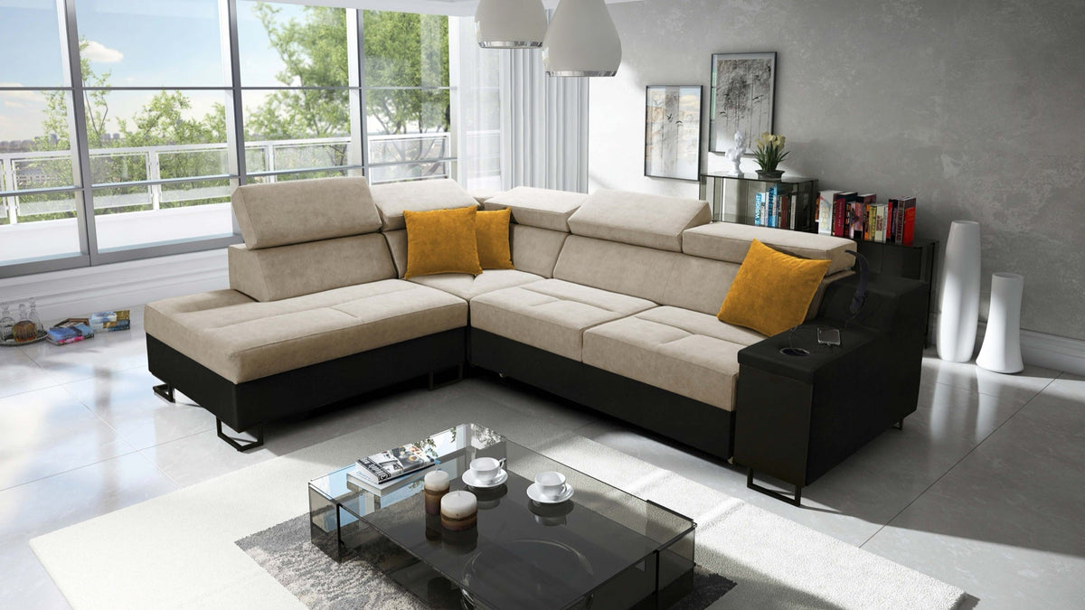 Avanti VII corner sofa bed – eco-leather, right-hand