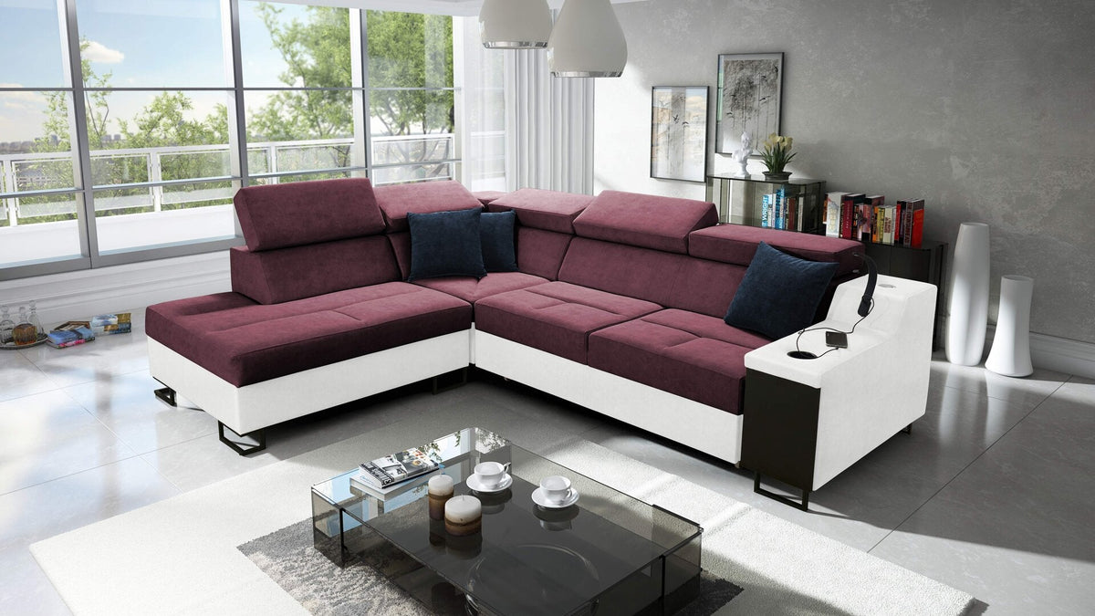 Avanti VII corner sofa bed – eco-leather, right-hand