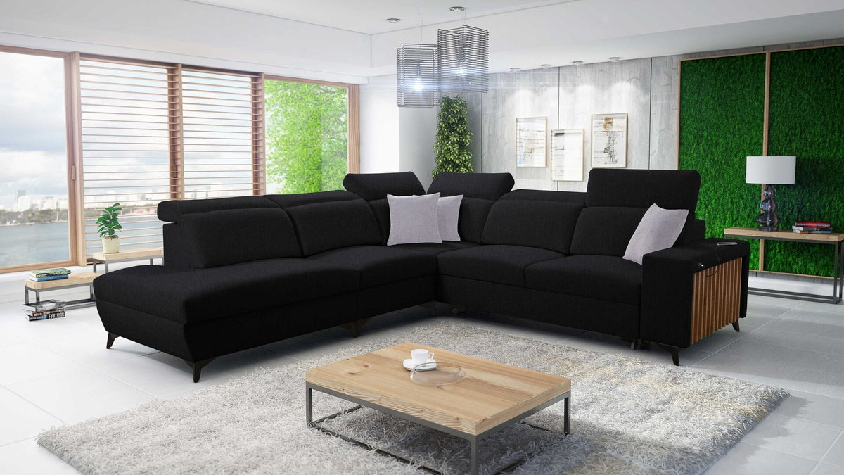 Alto IX corner sofa bed with slats – left-hand