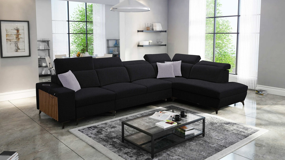 Alto XI corner sofa bed with slats – right-hand