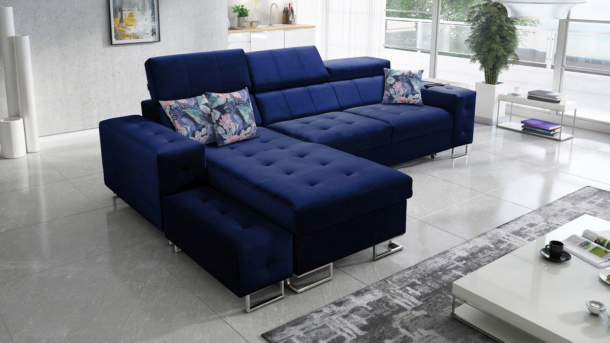 Fusion I quilted corner sofa bed – left-hand
