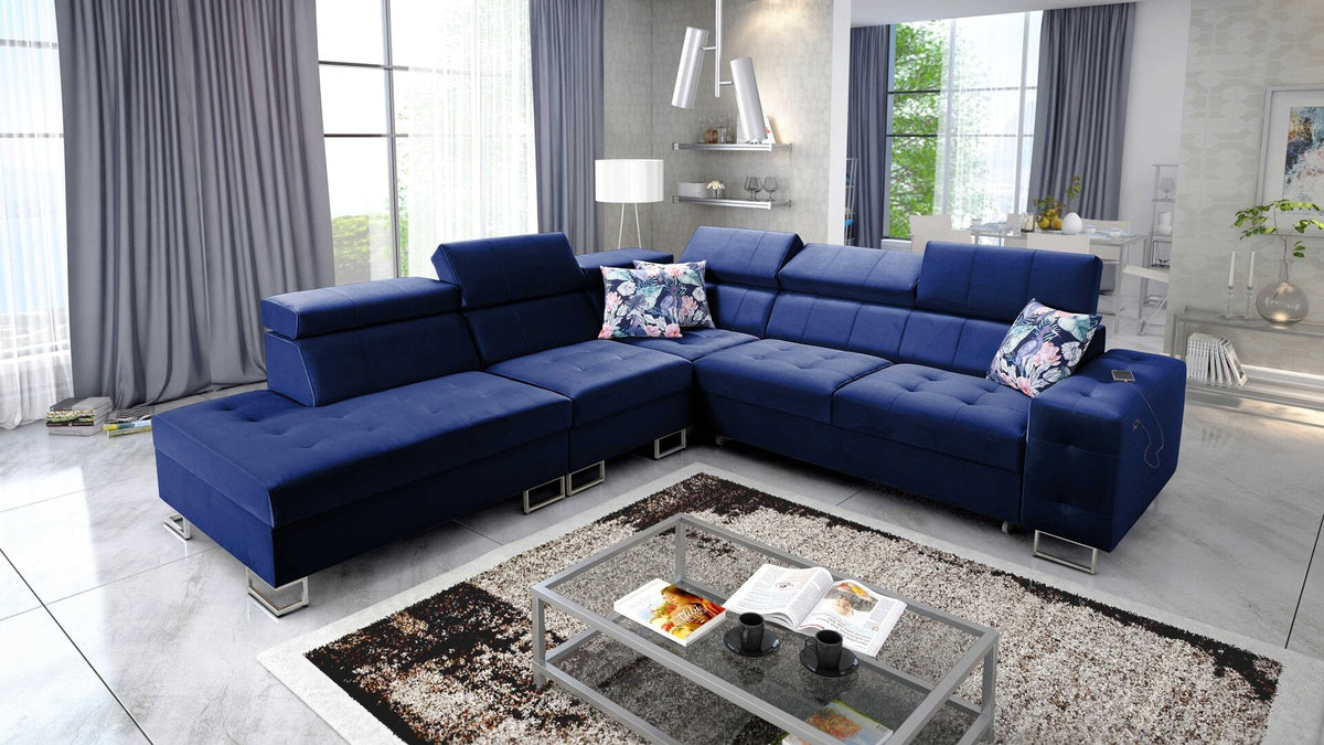 Fusion IX quilted corner sofa bed – left-hand