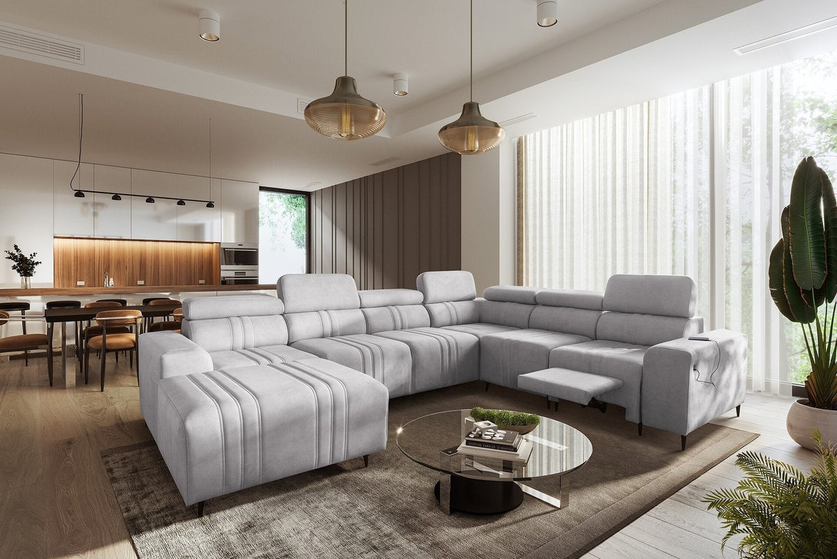 U-shaped Verona VIII Mix corner sofa bed – right-hand