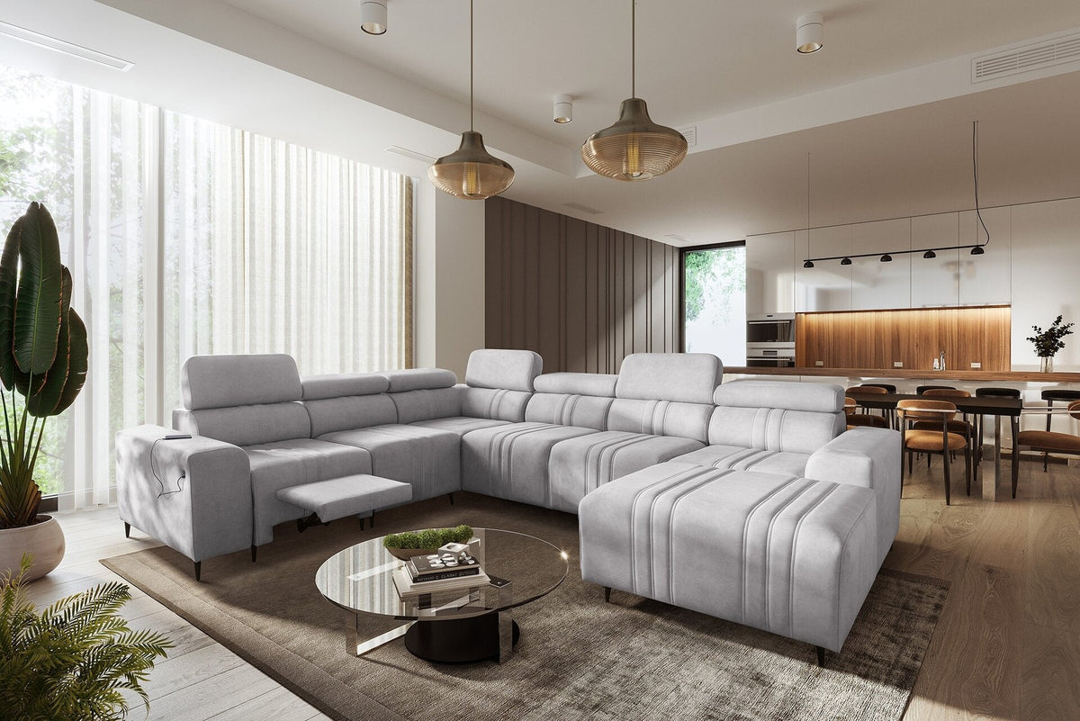 U-shaped Verona VIII Mix corner sofa bed – left-hand