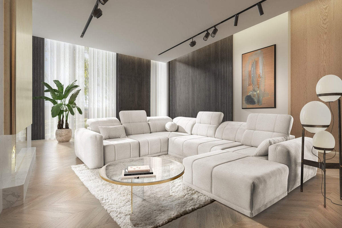 U-shaped Luxor VIII corner sofa bed – left-hand