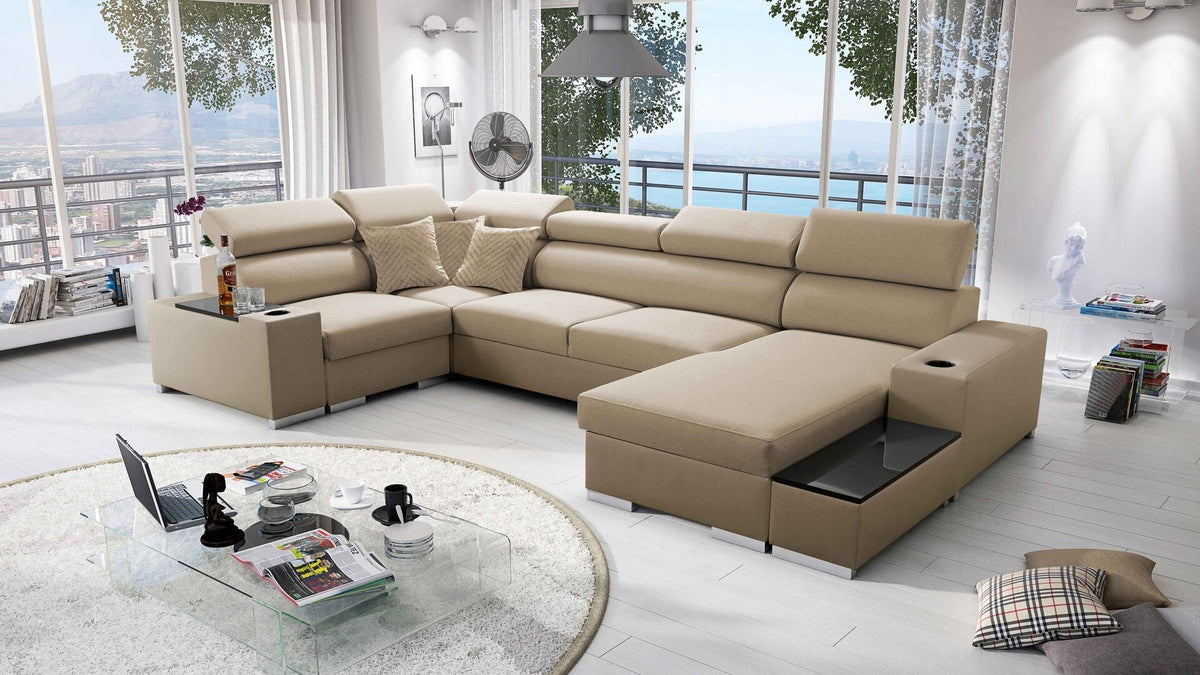 U-shaped Napoli IV Mini corner sofa bed – right-hand
